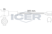 610449 E C Výstrażný kontakt opotrebenia brzdového oblożenia ICER