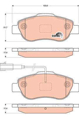 GDB1746 Sada brzdových platničiek kotúčovej brzdy COTEC TRW