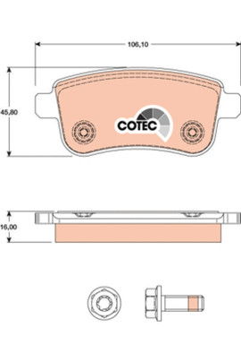 GDB1791 Sada brzdových platničiek kotúčovej brzdy COTEC TRW