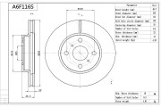 A6F116S Brzdový kotúč Premium Advics AISIN