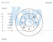 BR-2202 Brzdový kotúč KAVO PARTS