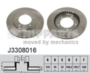 J3308016 Brzdový kotúč NIPPARTS