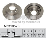 N3310523 Brzdový kotúč NIPPARTS