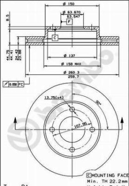 BS 8016 Brzdový kotúč BRECO