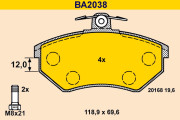 BA2038 Sada brzdových platničiek kotúčovej brzdy BARUM