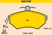 BA2160 Sada brzdových destiček, kotoučová brzda BARUM