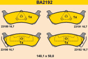 BA2192 Sada brzdových platničiek kotúčovej brzdy BARUM