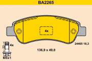 BA2265 Sada brzdových destiček, kotoučová brzda BARUM