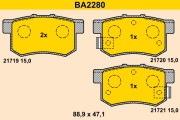 BA2280 Sada brzdových platničiek kotúčovej brzdy BARUM