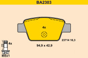 BA2303 Sada brzdových platničiek kotúčovej brzdy BARUM