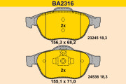 BA2316 Sada brzdových platničiek kotúčovej brzdy BARUM