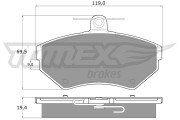 TX 13-12 Sada brzdových destiček, kotoučová brzda TOMEX Brakes