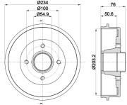 8DT 355 300-641 Brzdový bubon HELLA PAGID