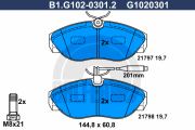 B1.G102-0301.2 Sada brzdových destiček, kotoučová brzda GALFER