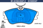 B1.G102-0347.2 Sada brzdových destiček, kotoučová brzda GALFER