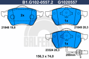 B1.G102-0557.2 Sada brzdových destiček, kotoučová brzda GALFER