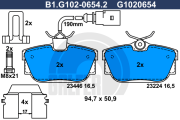 B1.G102-0654.2 Sada brzdových destiček, kotoučová brzda GALFER