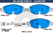 B1.G120-1167.2 Sada brzdových destiček, kotoučová brzda GALFER