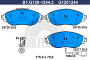 B1.G120-1244.2 Sada brzdových destiček, kotoučová brzda GALFER