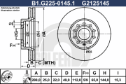 B1.G225-0145.1 Brzdový kotouč GALFER