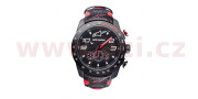 M000-112 hodinky TECH RACE CHRONO, ALPINESTARS (černá/červená, kožený pásek) M000-112 ALPINESTARS