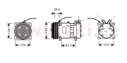 9900K111 kompresor klimatizace univerzální SANDEN SD7H15 - 4643 řemenice 132 mm A2 12V vertikální rotolock 9900K111 ACI