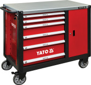 YT-09002 Skříňka dílenská pojízdná 6 zásuvek +zavírací skříň červená YATO